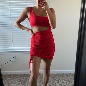 ✨Ruched One Shoulder Mid Cut Out Dress